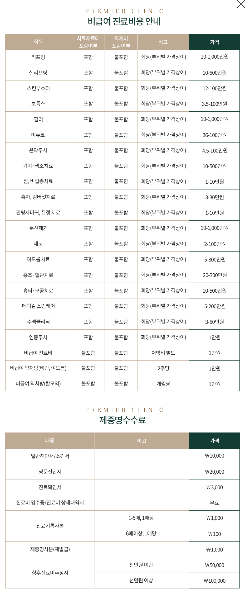비급여수가표